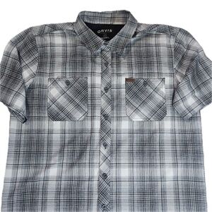 Orvis Shirt Mens Large‎ Black Plaid Short Sleeve Performance Fishing Outdoor